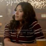 Violet’s burgundy striped top on Chicago Fire