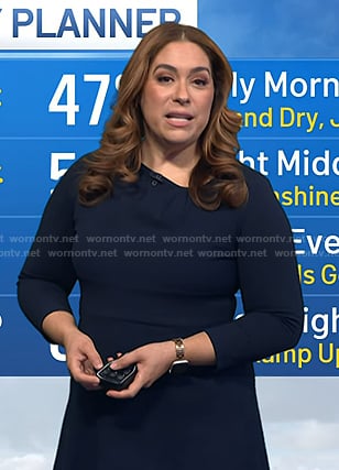 Violeta Yas's navy asymmetric neck dress on Today