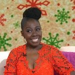 Elaine Swann’s red floral lace dress on Today