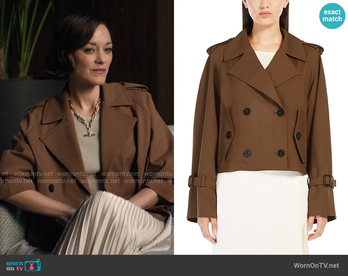 Weekend Max Mara Opossum Short Rain Coat worn by Celine Dumont (Marion Cotillard) on The Morning Show