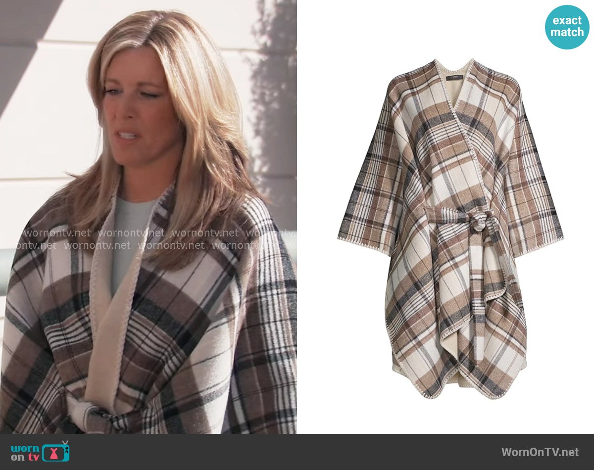 Weekend Max Mara Plaid Wrap Jacket In Camel worn by Carly Spencer (Laura Wright) on General Hospital