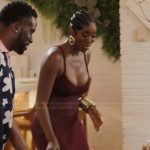 Wendy’s burgundy sheer dress on The Real Housewives of Potomac