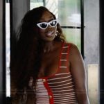 Wendy’s striped button front dress on The Real Housewives of Potomac