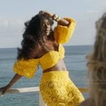 Wendy’s yellow crochet knit top and skirt on The Real Housewives of Potomac