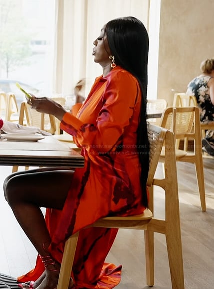 Wendy's red tie dye robe on The Real Housewives of Potomac