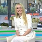 Dakota Fanning’s white embellised button dress on Today