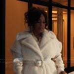 Emerald’s white teddy jacket on Alls Fair