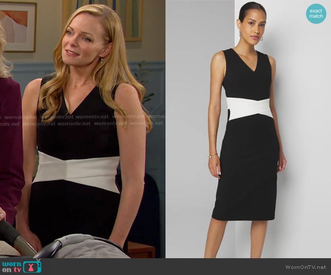 White House Black Market Sleeveless Cross-Front Sheath Dress worn by Belle Brady (Martha Madison) on Days of our Lives