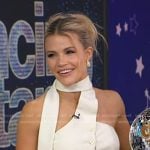 Witney Carson’s white tie neck top on Good Morning America