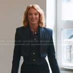 Whitney’s denim pleated vest and cropped jacket on The Real Housewives of Salt Lake City