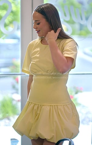 Whitney’s yellow smocked waist mini dress on The Secret Lives of Mormon Wives