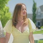 Whitney’s yellow puff sleeve midi dress on The Secret Lives of Mormon Wives