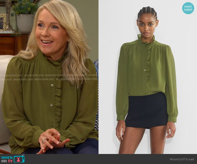 Wilfred Valentina Blouse in Grott Green worn by Jennifer Horton (Melissa Reeves) on Days of our Lives