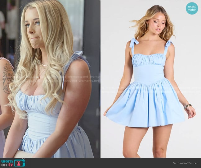 Windsor Cute Soiree Sweetheart Skater Short Dress in Light Blue worn by Hannah Fouch on The Secret Lives of Mormon Wives