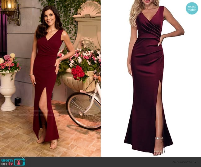 Woosea V Neck Split Evening Dress worn by Heather Dubrow on The Real Housewives of Orange County