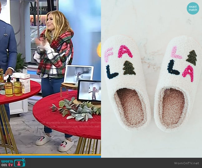 Wrapped in a Cloud Fa La La La Slippers The Dream Collection worn by Jill Martin on Today