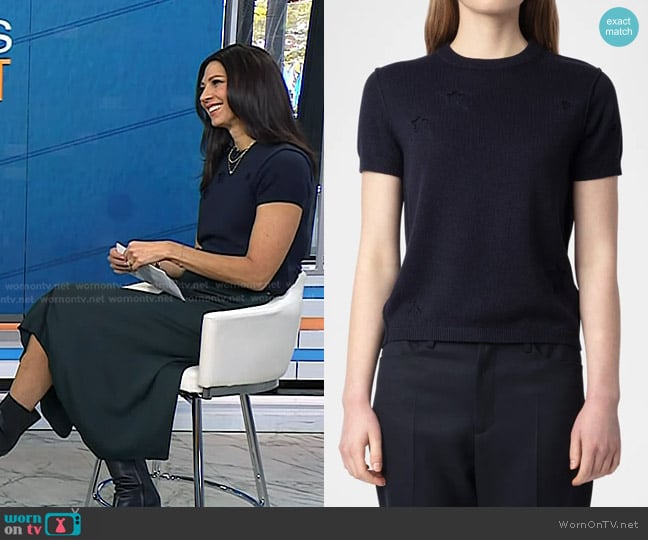 Zadig & Voltaire Bully Seco Stars Short-Sleeve Sweater in Encre worn by Dr. Natalie Azar on Today