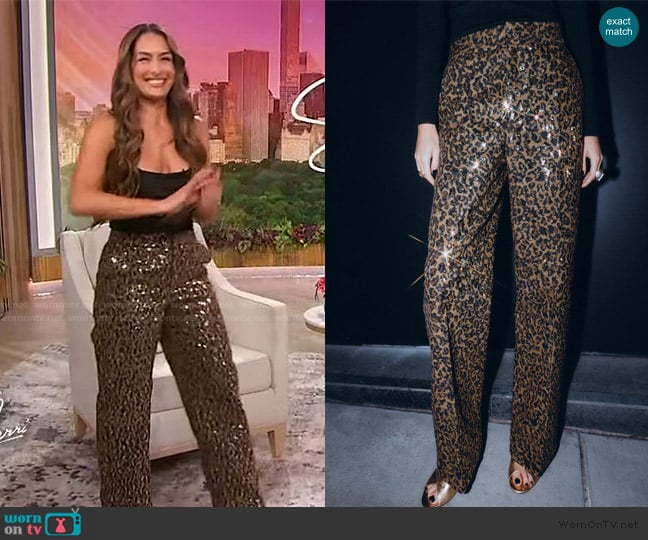 Zara Animal Print Sequin Straight Leg Pants