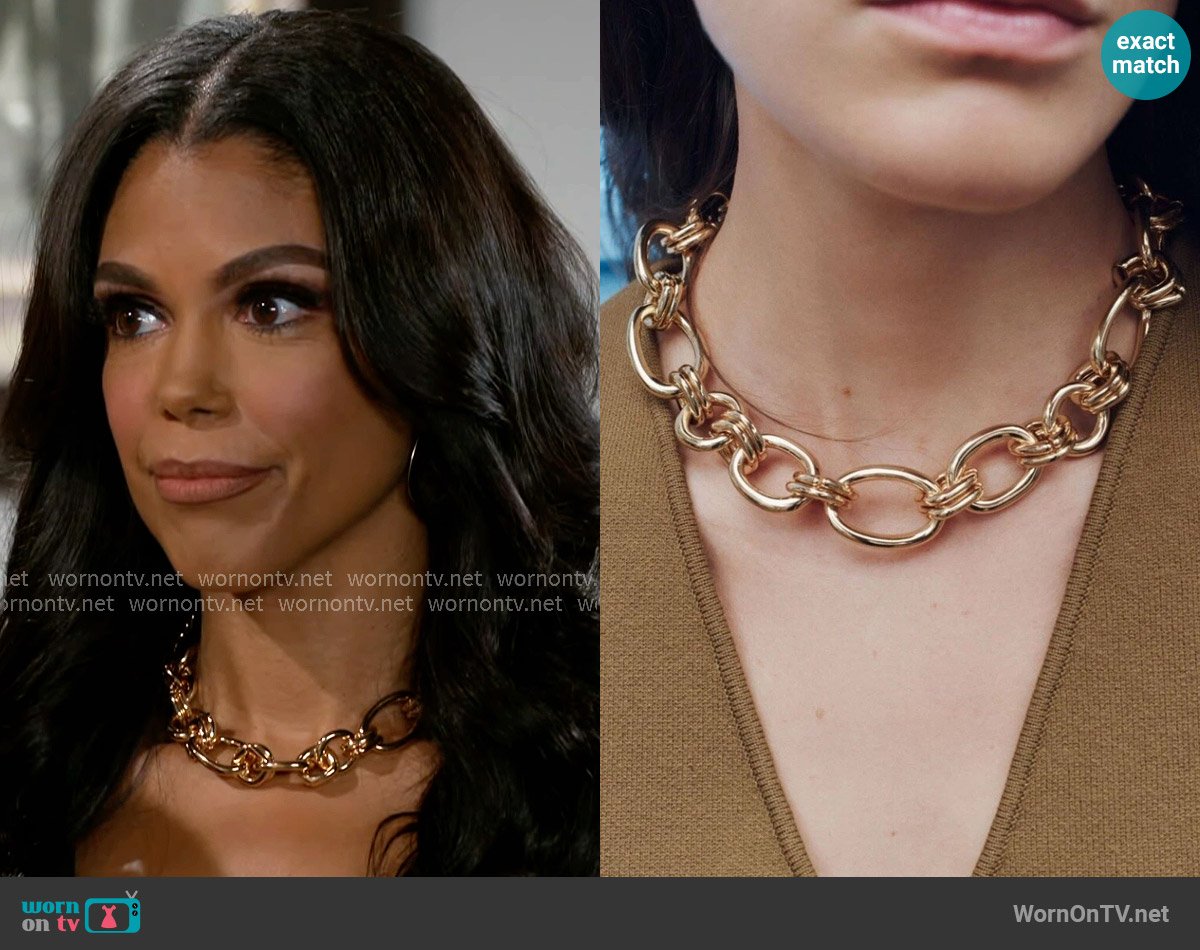 Zara Chunky Interlocking Chain Necklace worn by Dani Dupree (Karla Mosley) on Beyond the Gates