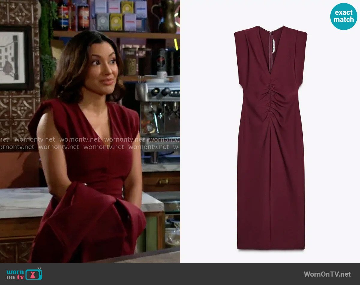 Zara Draped Midi Dress worn by Audra Charles (Zuleyka Silver) on The Young and the Restless