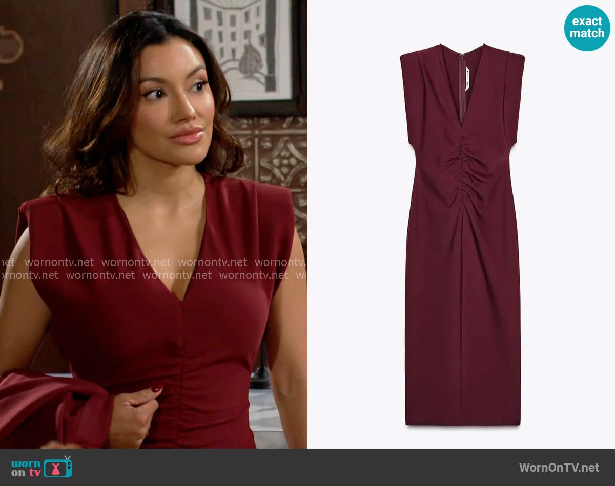 Zara Draped Midi Dress worn by Audra Charles (Zuleyka Silver) on The Young and the Restless
