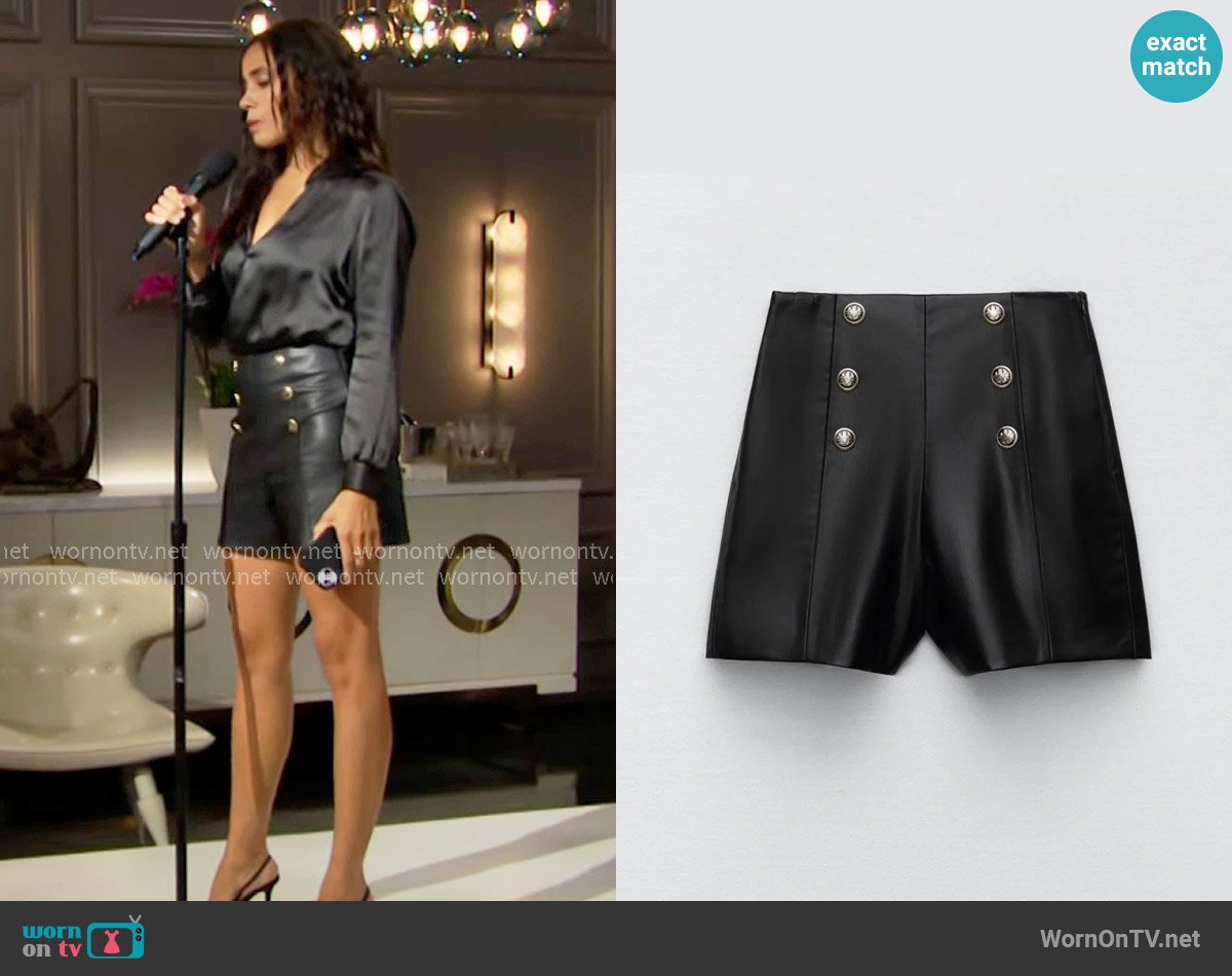 Zara Faux Leather Shorts worn by Daphne Rose (Murielle Hilaire) on The Bold and the Beautiful