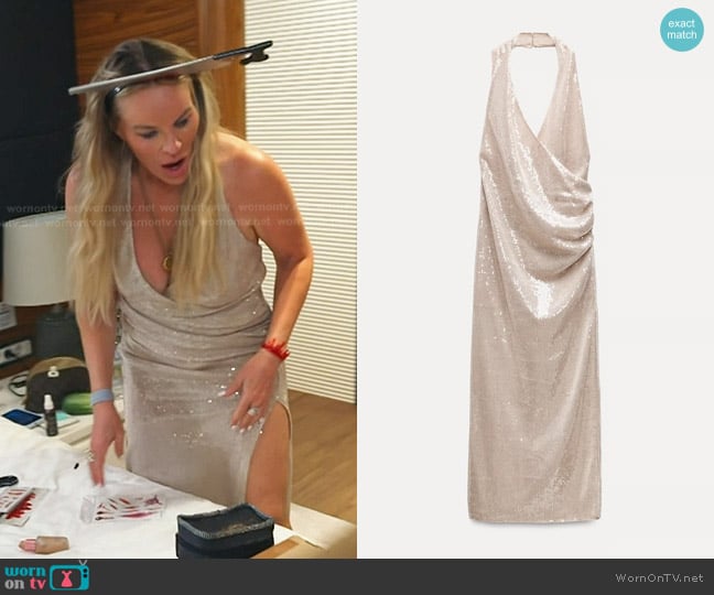 Zara Gathered Sequin Dress worn by Heather Gay on The Real Housewives of Salt Lake City