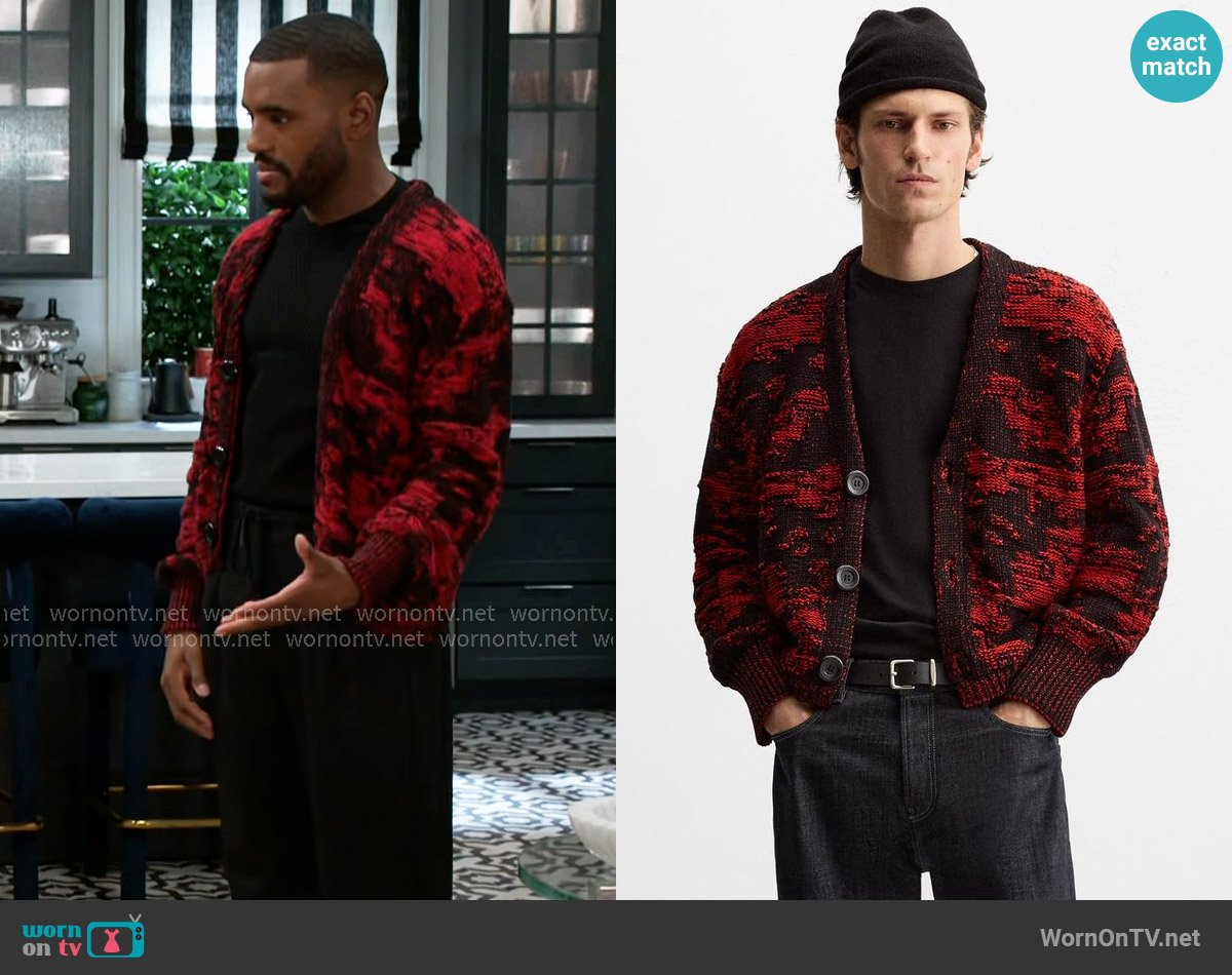 Zara Jacquard Cardigan worn by Andre Richardson (Sean Freeman) on Beyond the Gates