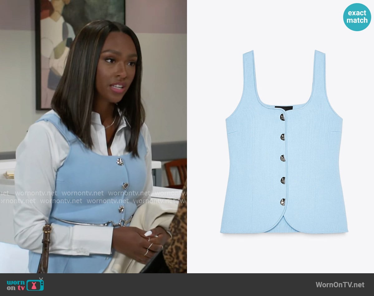 Zara Plain Knit Corset Top worn by Laura Peterson (Destiny Love) on Beyond the Gates