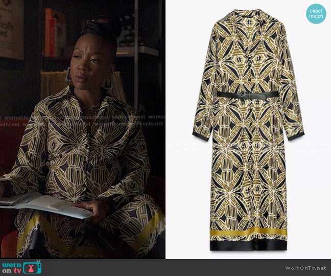 Zara Printed Dress with Belt worn by Fallon Stephens (Aries Sanders) on Reasonable Doubt