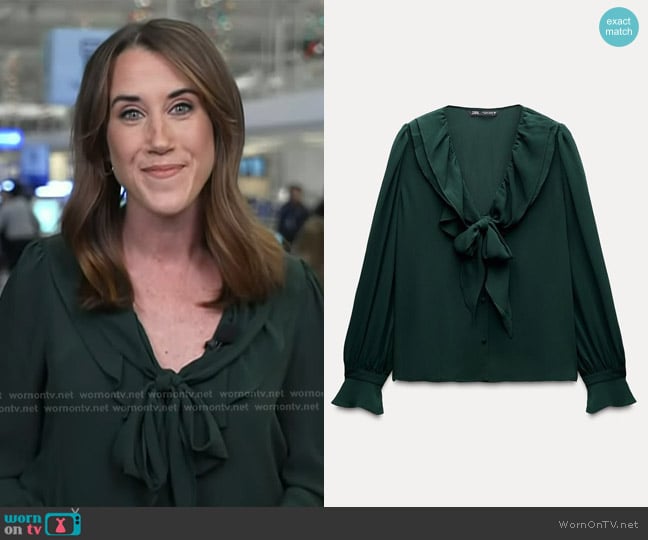 Zara Tie Neck Blouse worn by Maggie Vespa on Today