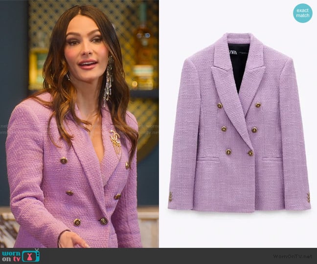 Zara Tweed Blazer worn by Sandra Vergara on Selling Sunset