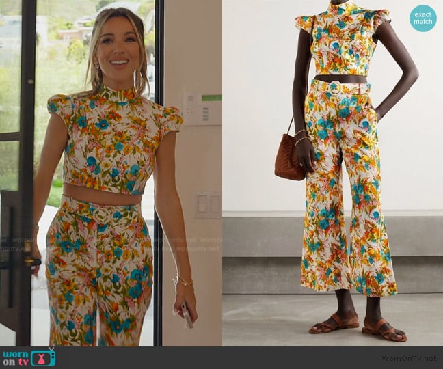 Zimmermann Estelle Cropped Top Open back Floral Print top worn by Alex Halll (Alex Hall) on Selling the OC