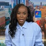 Zinhle’s blue tie neck shirt on NBC News Daily