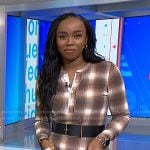 Zinhle’s brown plaid dress on NBC News Daily