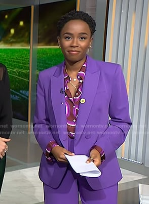 Zinhle's brown abstract print shirt on NBC News Daily