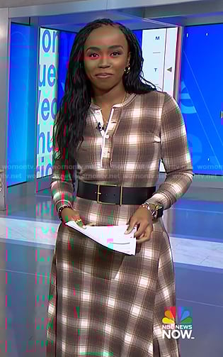 Zinhle's brown plaid dress on NBC News Daily