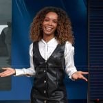 Zuri’s black leather mini dress on Access Hollywood