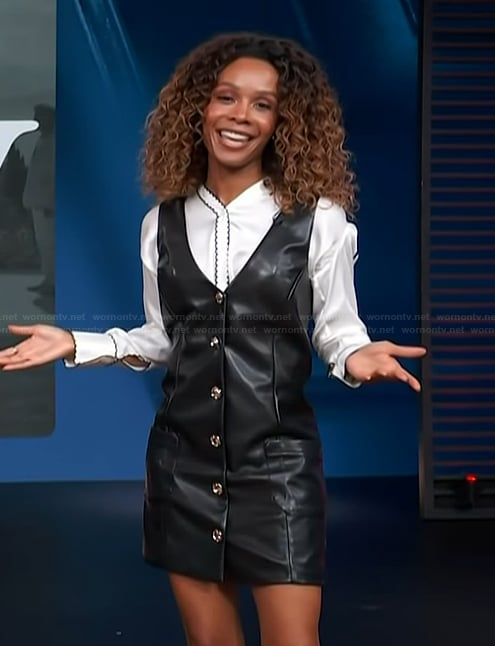 Zuri's black leather mini dress on Access Hollywood