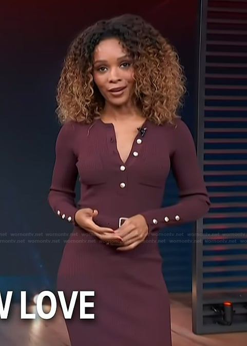 Zuri’s burgundy’s knit dress on Access Hollywood