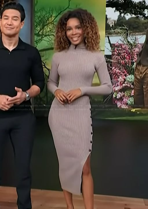 Zuri's gray ribbed dress on Access Hollywood