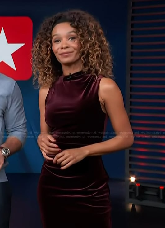 Zuri’s purple velvet dress on Access Hollywood