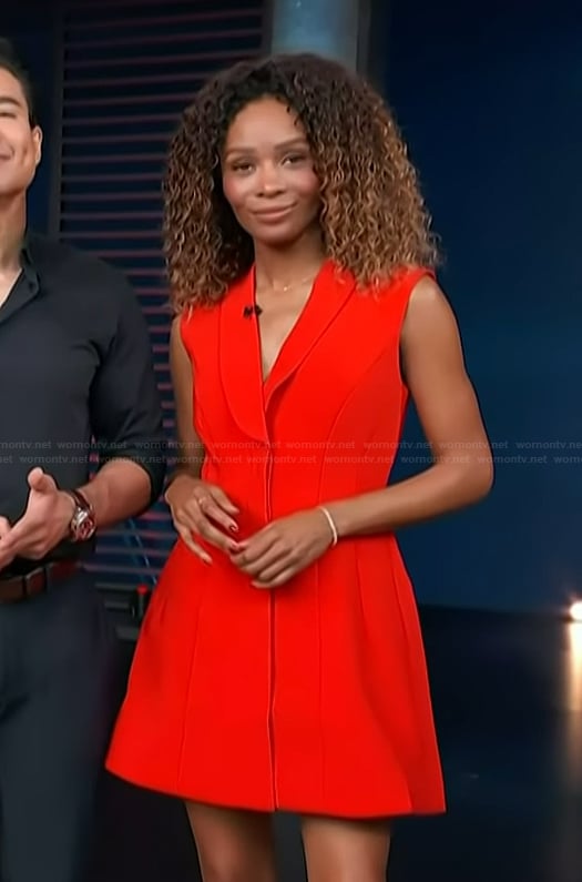 Zuri’s red sleeveless mini dress on Access Hollywood