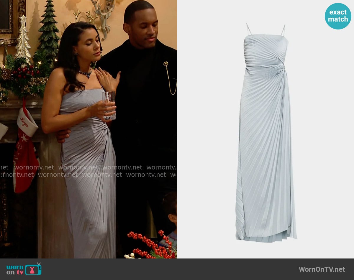 A.L.C. Layla Dress in Steel Blue worn by Daphne Rose (Murielle Hilaire) on The Bold and the Beautiful