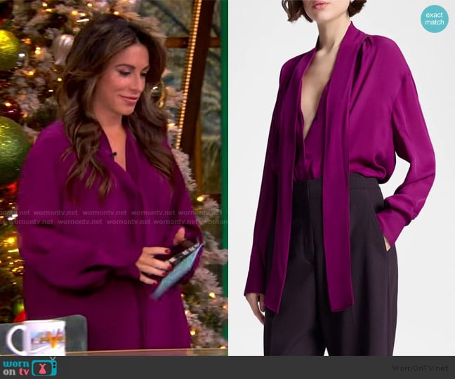 A.L.C. Vivi Long-Sleeve Silk Tie-Neck Top worn by Alyssa Farah Griffin on The View