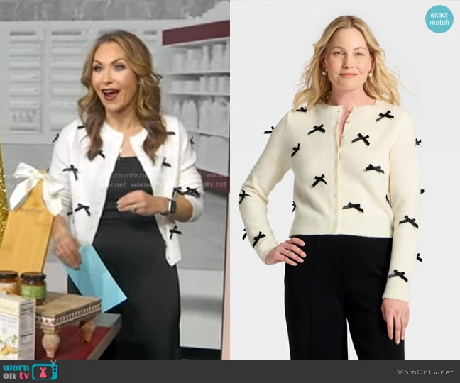 A New Day Long Sleeve Party Cardigan Sweater worn by Lori Bergamotto on Good Morning America
