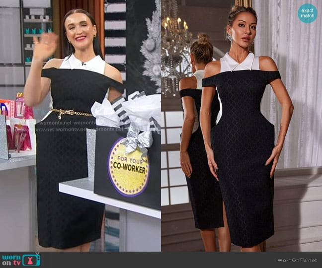 Abundance Neelam Folded Collar Midi Dress worn by Melinda Solares on Good Morning America