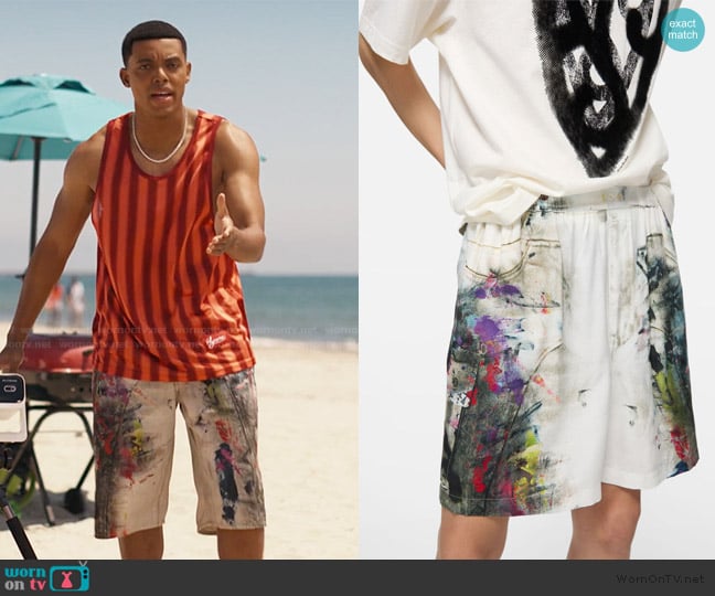 Acne Studios Shorts Printed worn by Will Smith (Jabari Banks) on Bel-Air