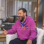 Adam Sandler’s print polo and pink hoodie on Good Morning America
