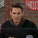 Adam’s black shawl-collar sweater on The Young and the Restless